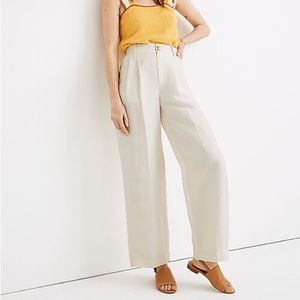 Madewell Pleated Wide-Leg Pants, size 14, in Cloud Lining